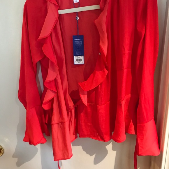 POPSUGAR Tops - Popsugar coral wrap blouse with ruffles